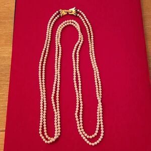 Trifari Vintage Signed Double Strand Genuine Pearl Necklace